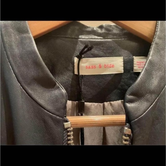 Rare Sass & Bide ink colour leather Jacket | size 8 - Picture 3 of 13